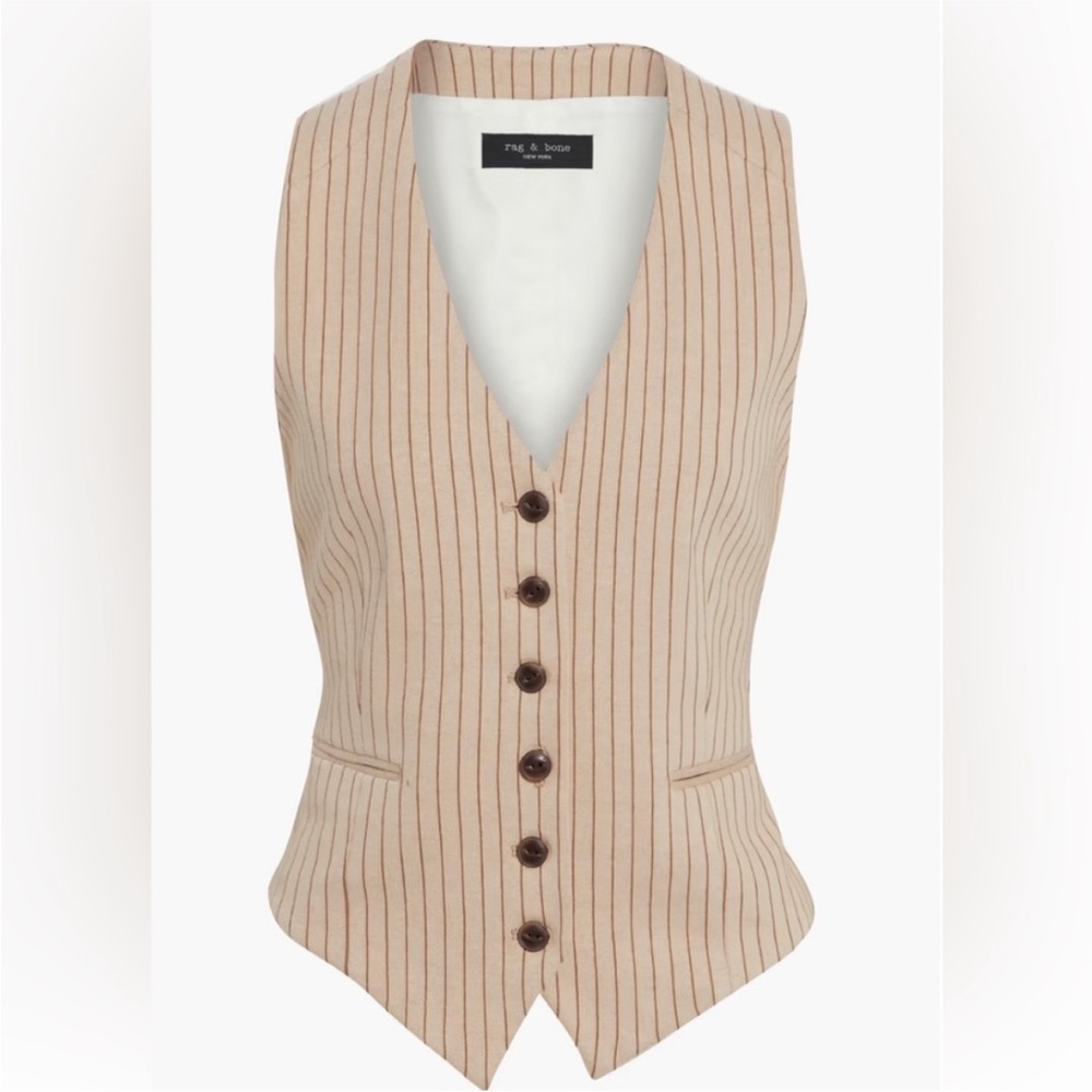 RAG & BONE
Vanessa pinstriped satin-twill-paneled cotton-jersey vest Sz 10 Women
